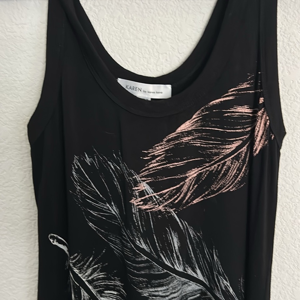 Black Feather Print summer dress by karen kane - Picture 4 of 9